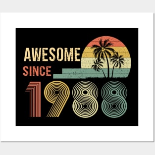 34 Years Old Awesome Since 1988 Gifts 34th Birthday Gift Posters and Art